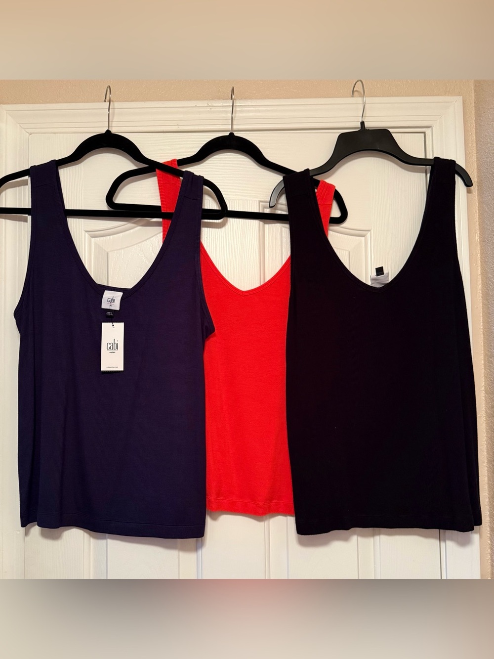 Set of 3 Cabi Busy Tanks-ALL Size Medium-Navy NWT, Orange, Bkack